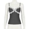Women's Lace Patchwork Bow Polka Dot Halter Spice Girl Color Contrast Sexy V Neck Waist Vest Top