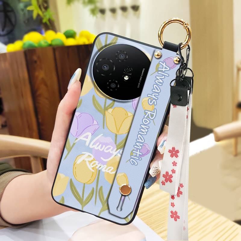 Fashion Design Protective Phone Case For TCL 50 Nxtpaper 5G/50Pro Nxtpaper 5G Wristband Kickstand Dirt-resistant Flower