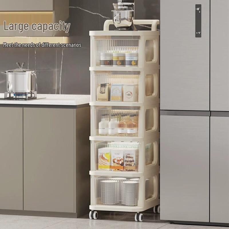 3-Tier Transparent Drawer Rolling Storage Cart