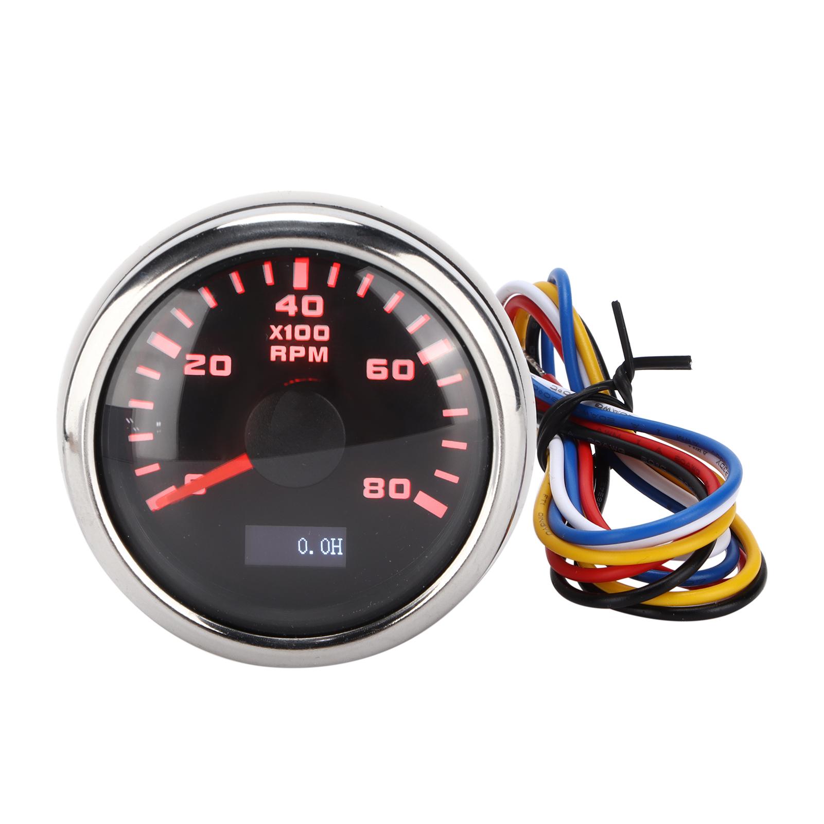 52mm Marine Pointer Tachometer Gauge Red Backlight   for Motorcycle Car Truck Boat Gasoline Engine 932V