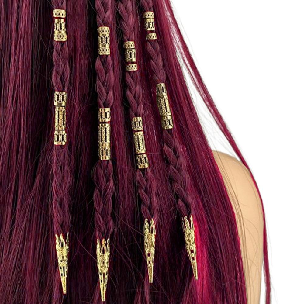 50pcs Hair Braiding Hollow Out Hair Ring Metal Cuff Clips Hair Braid Tubes Dreadlocks Beads  Women