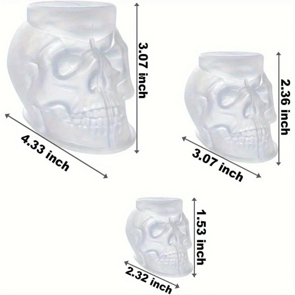 Small, Medium and Large 3D Silicone Cranial Head Moulds for Resin, Soap, Clay, Candle Wax Casting, Halloween Home Decoration