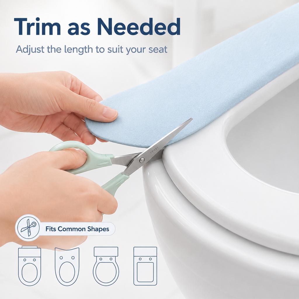 2PCS Washable Toilet Seat Cover Pad Static Adhesive Polyester Toilet Seat Sticker Soft Reusable Bathroom Closestool Warmer Mat
