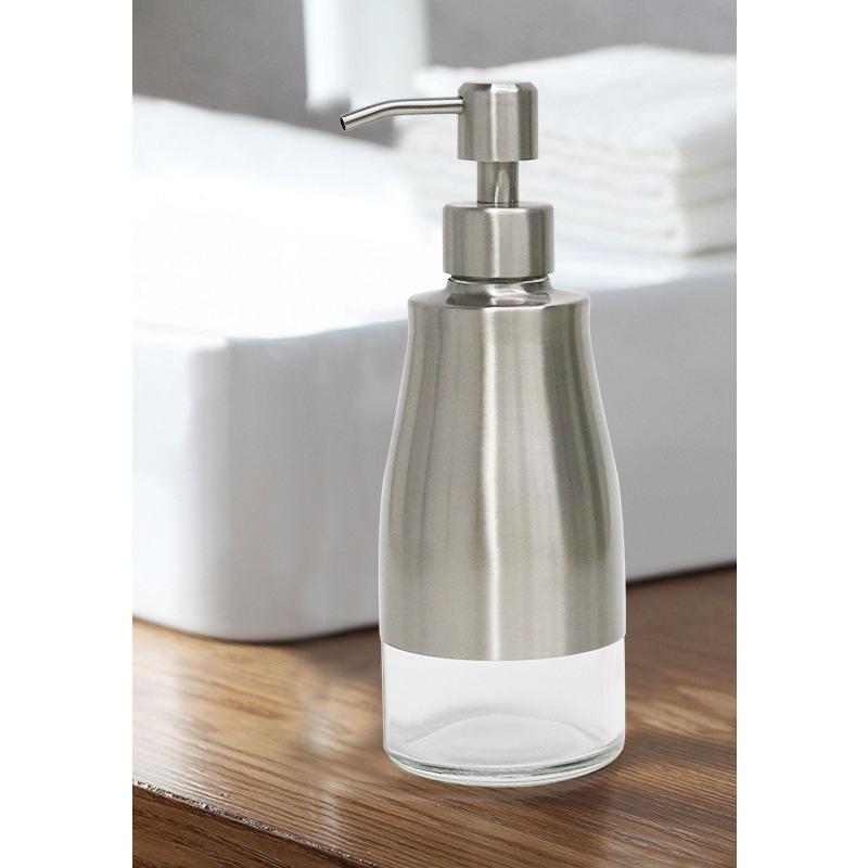 Nachfüllbarer Seifenspender aus Klarglas mit Edelstahlpumpe Sichtbare Handwaschflasche Hotel Duschgel & Lotion Behälter