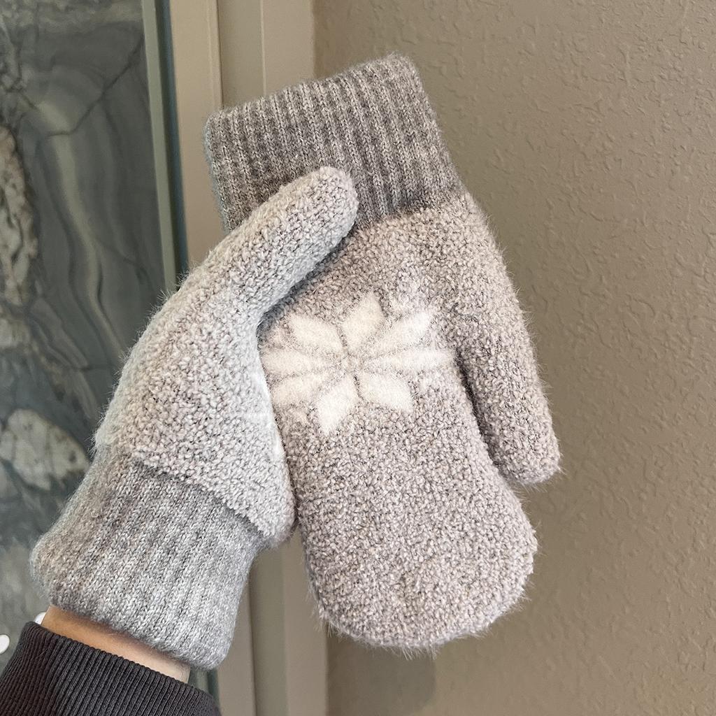 Snowflake Gloves for Women In Winter Thickened with Velvet Warm  Windproof and Coldproof for Students  Outdoor Cycling and Mittens