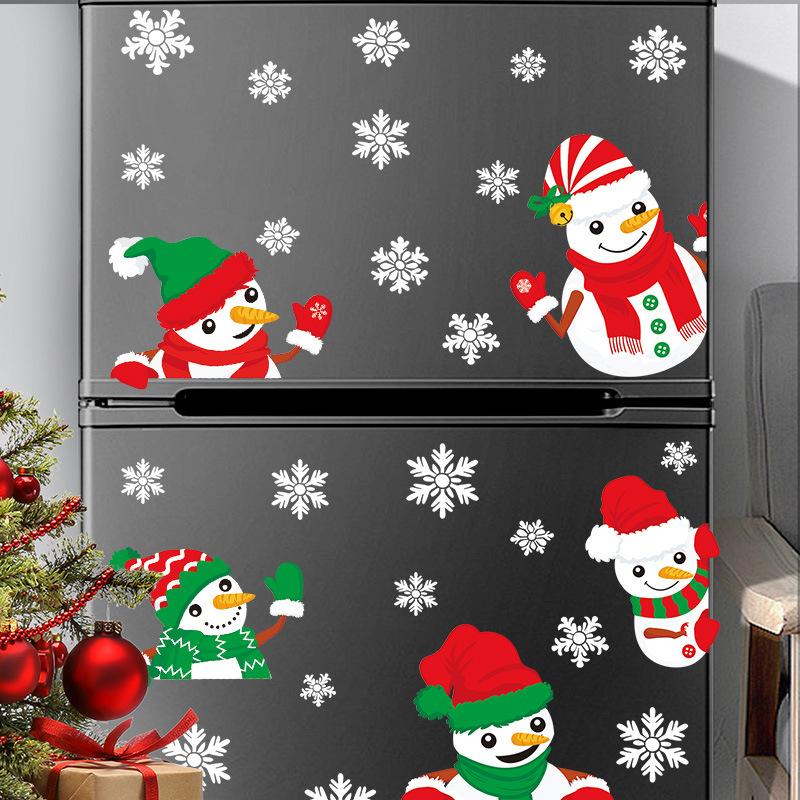 New Christmas window sticker cartoon Christmas snowman Christmas tree window Christmas snowflake decoration sticker