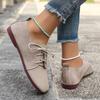 Große Damenschuhe Retro-Stil Flachsohlige Lässige Allround-Damen-Single-Schuhe Niedrig geschnittene Schnürung vorne Erbsenschuhe