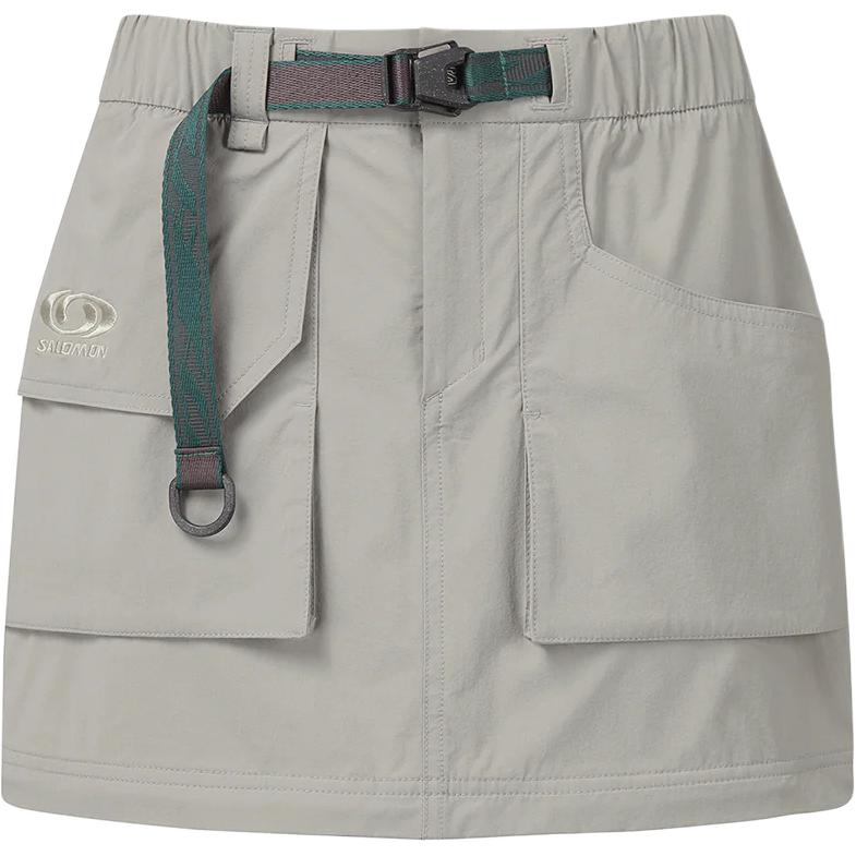 Salomon Solid High-Waisted Detachable Loose Midi Casual Skirt Women skirts Gray LC2818900