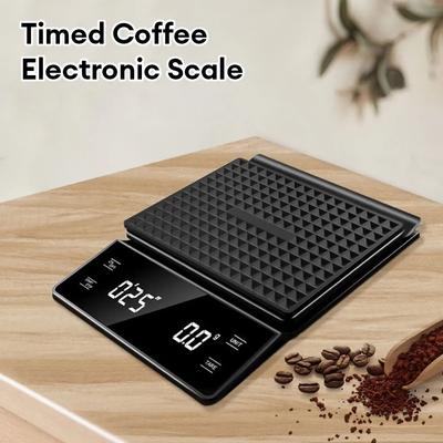 Digital Rechargable Coffee Scale with Timer LED Screen Espresso USB 3kg Max.Weighing 0.1g High Precision Measures Kitchen Scale