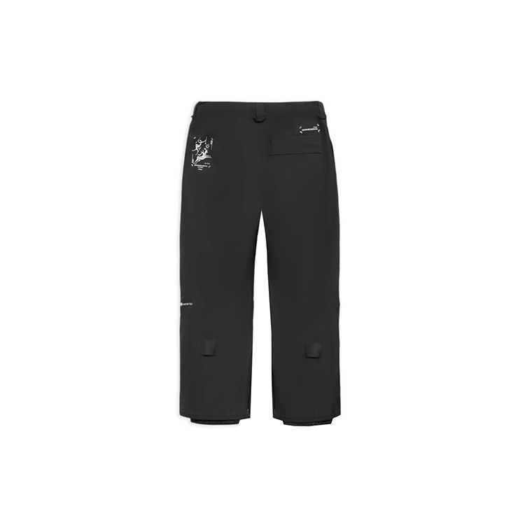Li Ning Ski Series Logo Print Lockere Gerade Skihose Unisex Hose Schwarz AHXR048-1