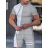 Patchwork Printing Mens 2 Pieces Casual Fashion T-shirt Set Workout Tracksuit Shirt And Shorts Set Sport Summer Outfit Sets