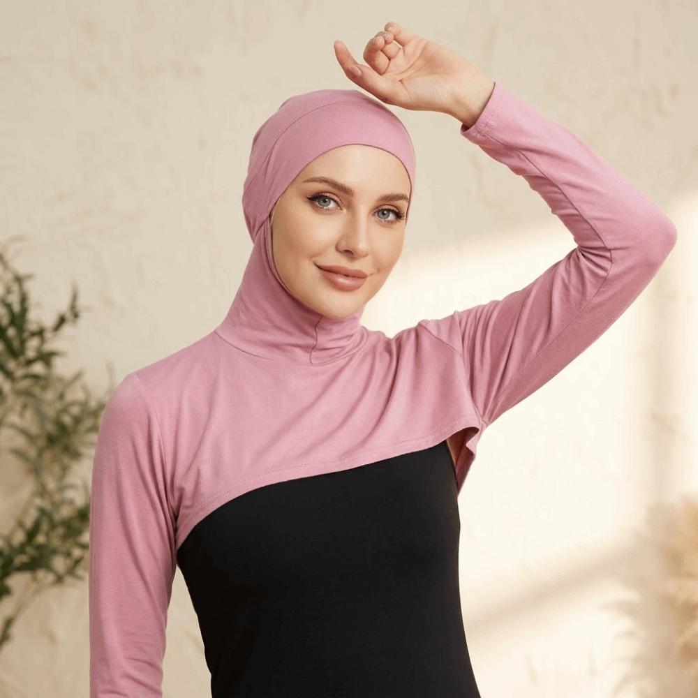 Long Arm Hooded Capelet Full Neck Cover Hijab Convenient Sun Protection Sleeve Cover Under T-Shirt