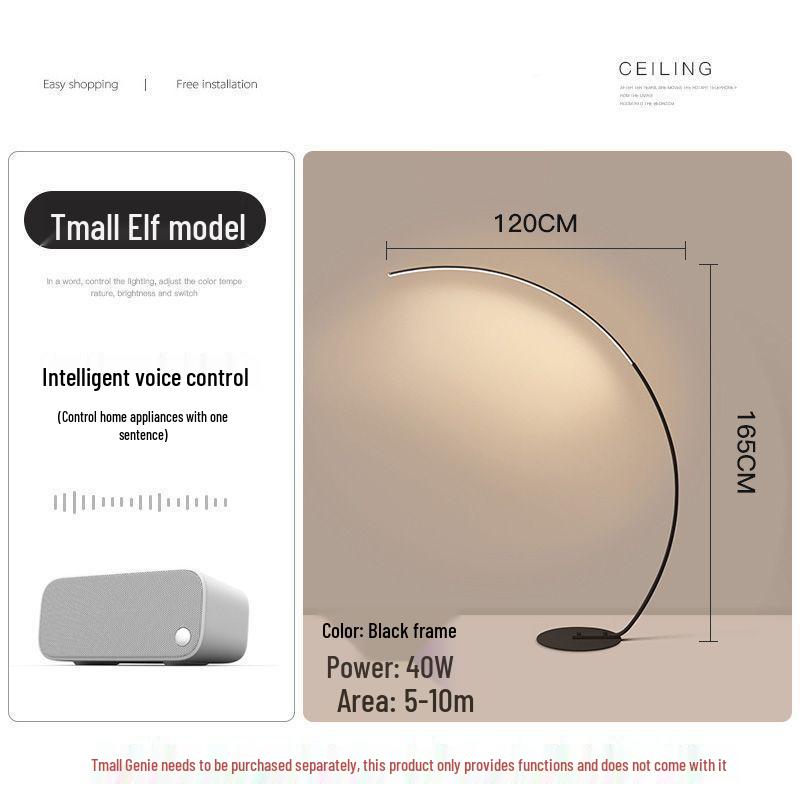 Minimalist Curved LED Floor Lamp for Living Room Art Showrooms