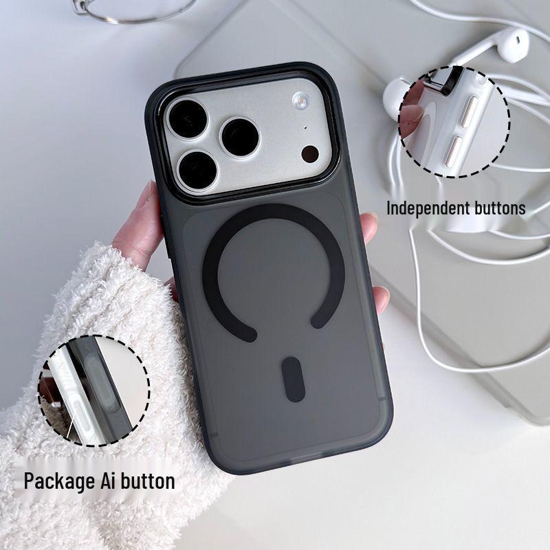 Magnetic Matte Skin-Feel Phone Case, Full Coverage, Drop-Proof for iPhone 14/15/16/17 Pro Max iPhone 14/13 матовый черный