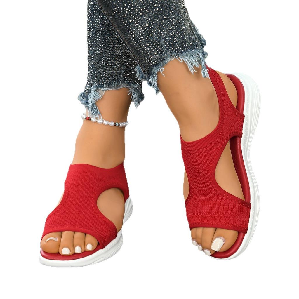 44 Yards Direct Supply Flying Woven Beach Sandals Women'S Summer Comfortable And Breathable Large Size Casual Wedge Sandals