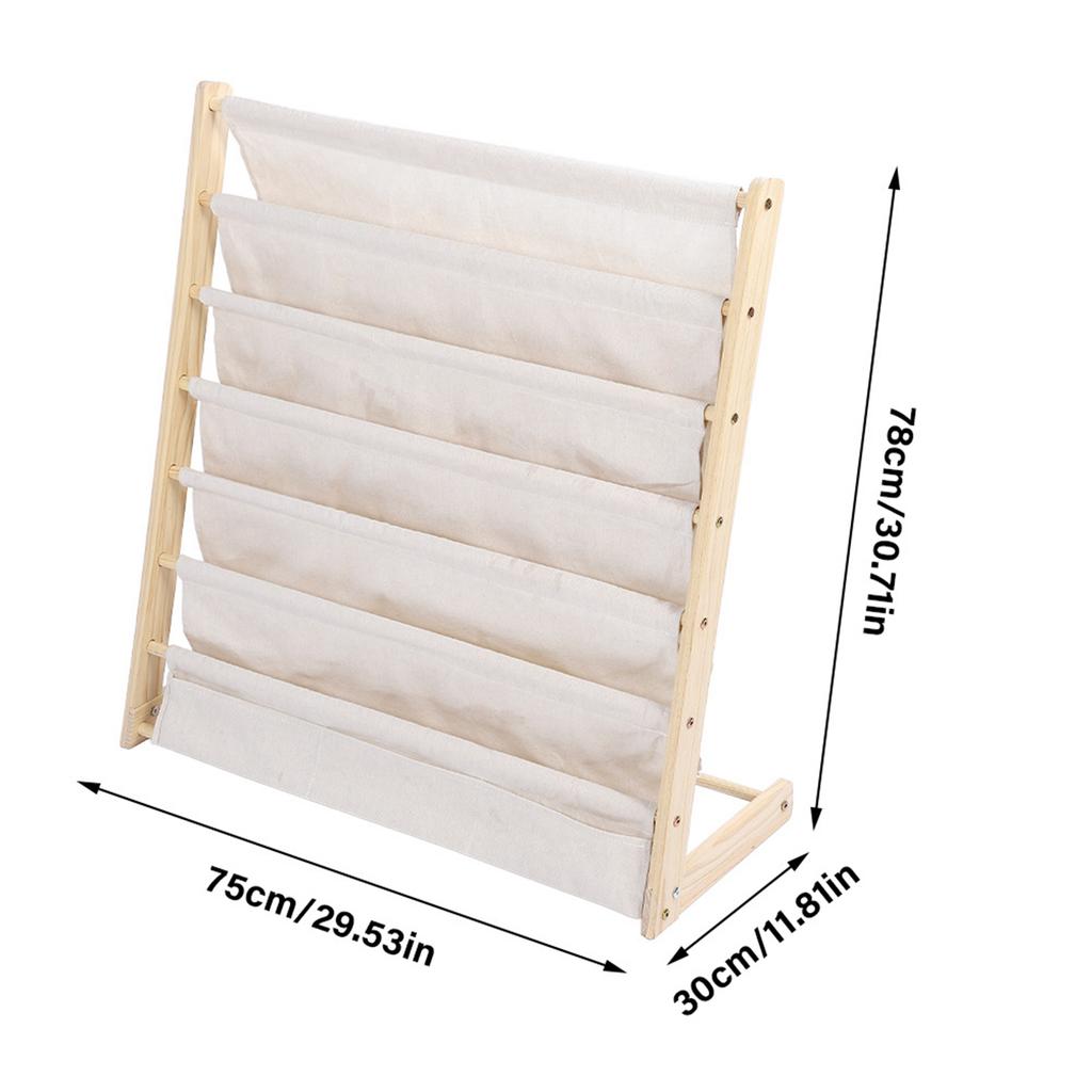 FDIT Standing Children\'s Book School Wooden Book Shelf, Baby Rding Rack & Storage Shelf for Ages 3+, Safe Pine & Cotton  , Space Saving Nursery