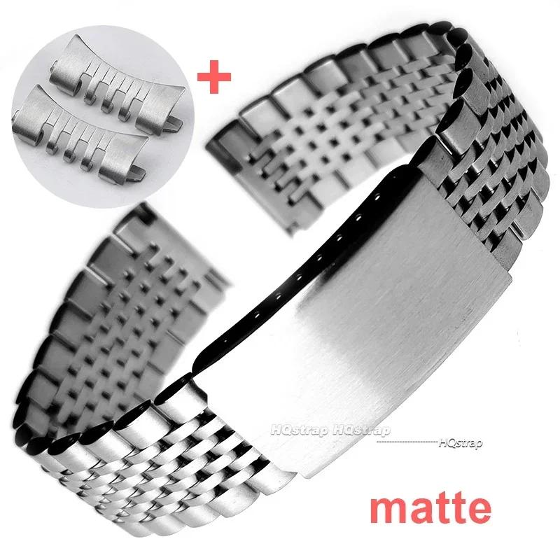 Curved Flat End Stainless Steel Watch Band for Seiko 18mm 20mm 22mm Metal Strap for Rolex Polished Matte Bracelet Wristband Band