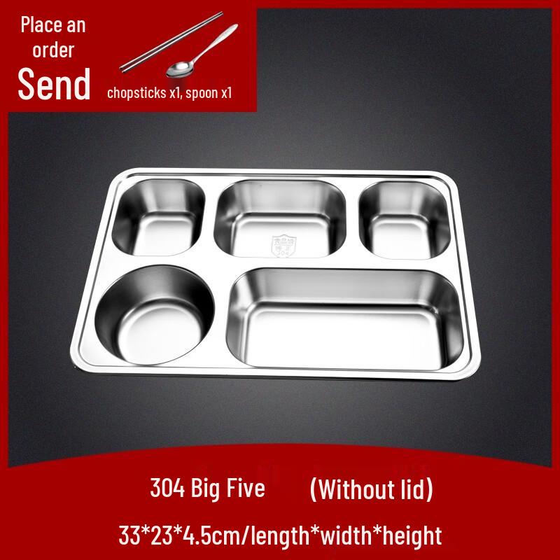 Naijiang 304 Stainless Steel Divided Lunch Tray with Lid