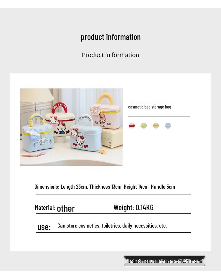 Sanrio 3D Cartoon Handbag: Large Capacity Travel Cosmetic Bag