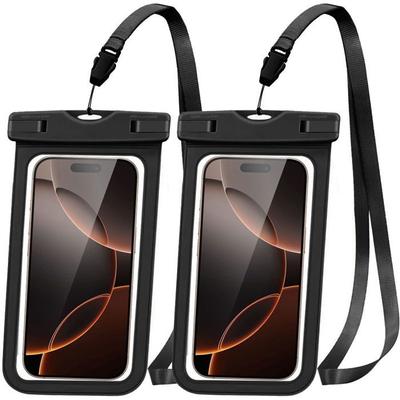 Universal Waterproof Case for Samsung iPhone Xiaomi Redmi Google, IPX8 Waterproof Protection - Black - Set of 2