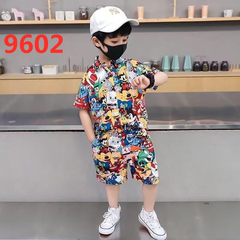 Boys' Hawaiian Floral Shirt & Shorts Set - Stylish Summer Beachwear for Kids