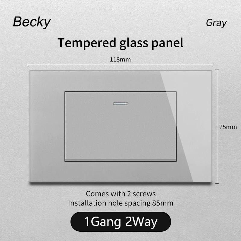 

Gray Italy Standard 3 Hole Glass Panel Switch USB Type-C Socket Chile Wall Switch Socket Net TV Tel Sat Switch Socket 118x75mm