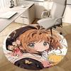 1pc Anime Design Round Carpet Cardcaptor Sakura with Butterfly Print Chair Mat for Office, Home Decor, Living Room, Bedroom