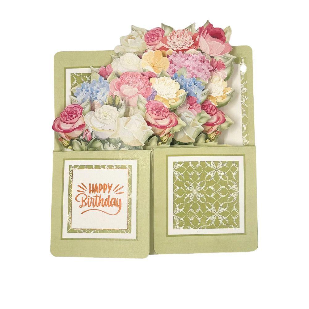 Creative paper 3D Pops-up Bouquet Floral Box Bouquet Flower Greeting Card Folding Postcard Birthday Wedding
