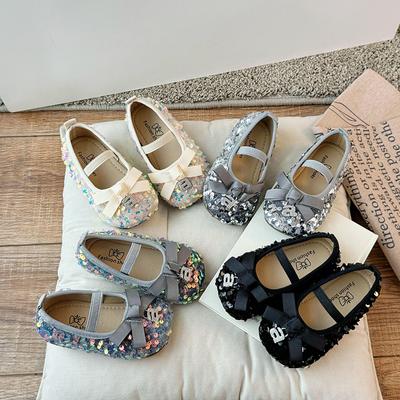 Girls Shoes 2024 Spring Autumn New Childrens Shoes  Shallow Mouth Fashion Bow Princess Shoe Soft Sole Casual Shoe Zapatos Niña