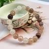 Gold Thread Jade Bracelet with Violet 8mm Round Beads - Women's Single Loop Accessory.