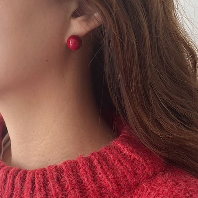 Oar Red Pearl 12mm Earrings