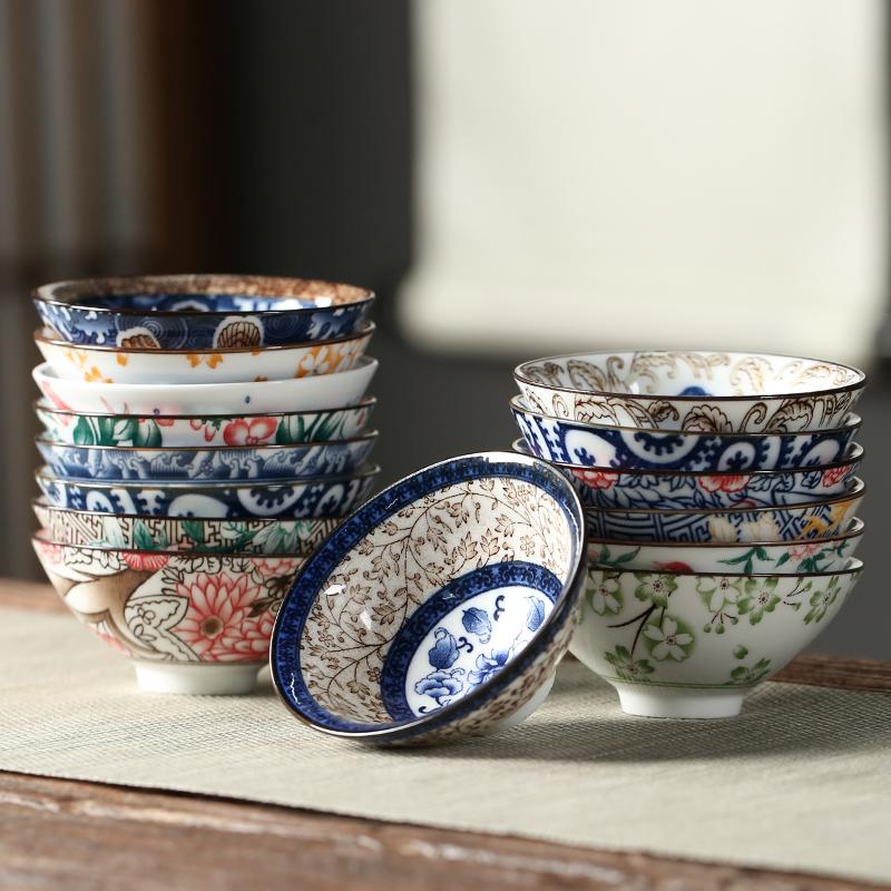 70ml Ceramic Large Master Tea Cup Blue and White Porcelain Kung Fu Tea Cup Douli Tea Bowl Personal Home Use Cup