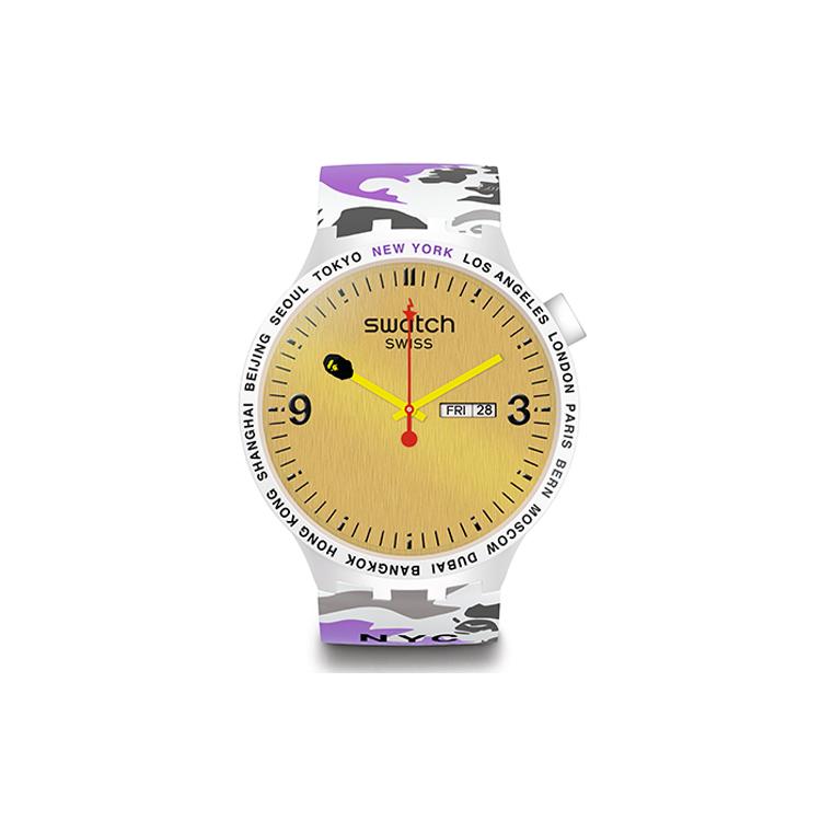 

SWATCH Unisex Bape Gold Watch Bape-Swatch-003 Yellow/Purple