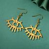 LIKGREAT Hollowed Evil Eye Pendant Earrings Lucky Turkish Unique Geometric Drop Earring Silver Color Jewelry Gift 2pc