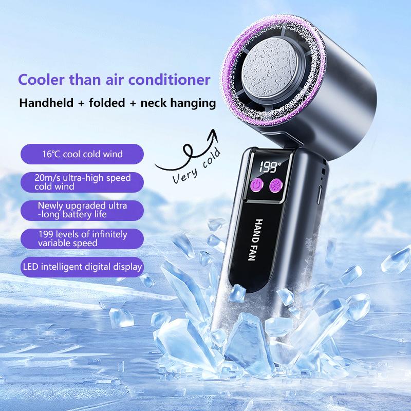199-speed High-speed Cooling Fan Usb Charging Digital Display Large Wind Turbine Handheld Portable Fan Mini Cooling Fan 2026 Hot