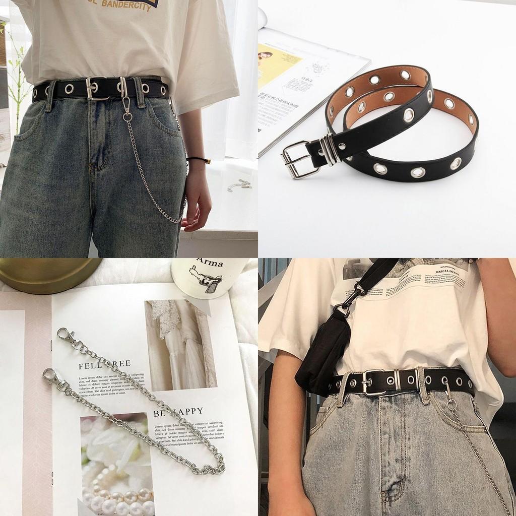 Stylish Unisex Punk Inspired Chain Belt For Jeans And Skirts Versatile Pu Material