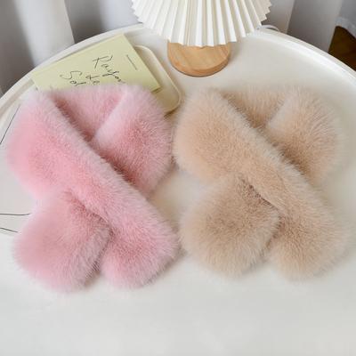 New Autumn and Winter Double-sided Velvet Thickened Scarf Women's Imitation Fox Hair Neck Cover Fashionable Warm Versatile Simple Straight Scarf
