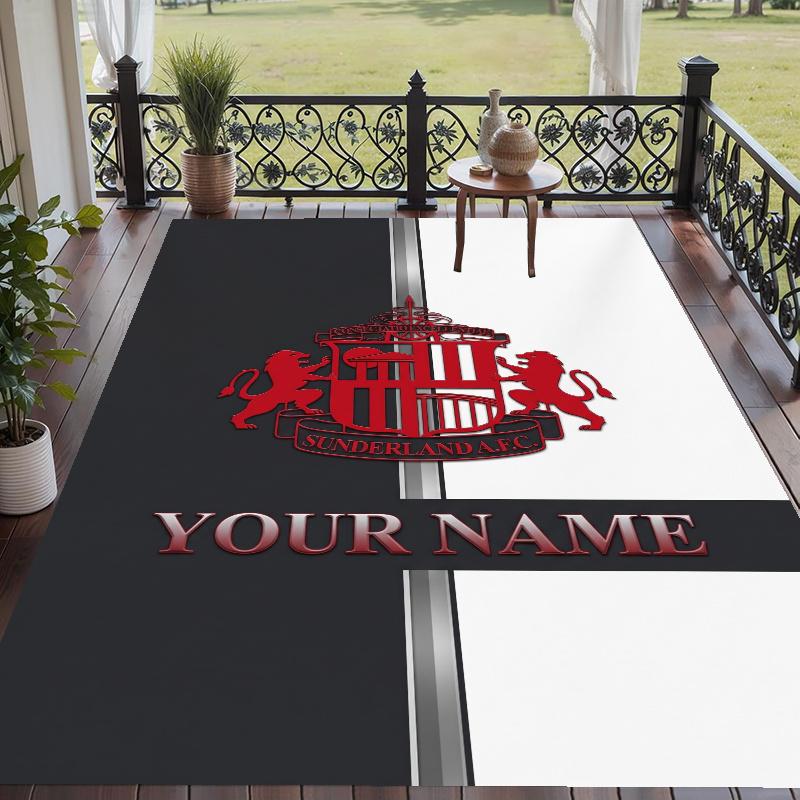 Custom Name Sunderland Crystal Velvet Floor Rug Personalized Text Soft Carpet Home Decor