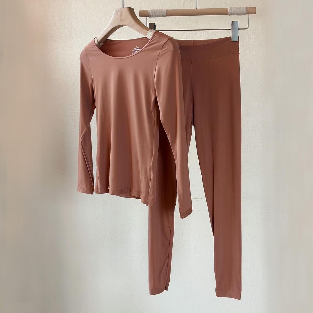 Set di biancheria intima termica da donna ultra-sottile senza cuciture - Strato base per Autunno/Inverno