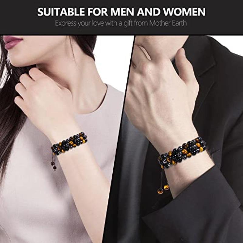 Bracciale Elastico Energie Naturali Bracciale Con Pietre Naturali Ematite E Occhio Di Tigre - Elastico, Per Uomo E Donna, Guarigione Energia Bracciale Energia Naturale Pietre - Foto 8
