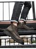 Men's Cowhide Lace-up Martin Boots - Winter Thick Sole, Outdoor Casual, Height-increasing Mid-top Work Shoes