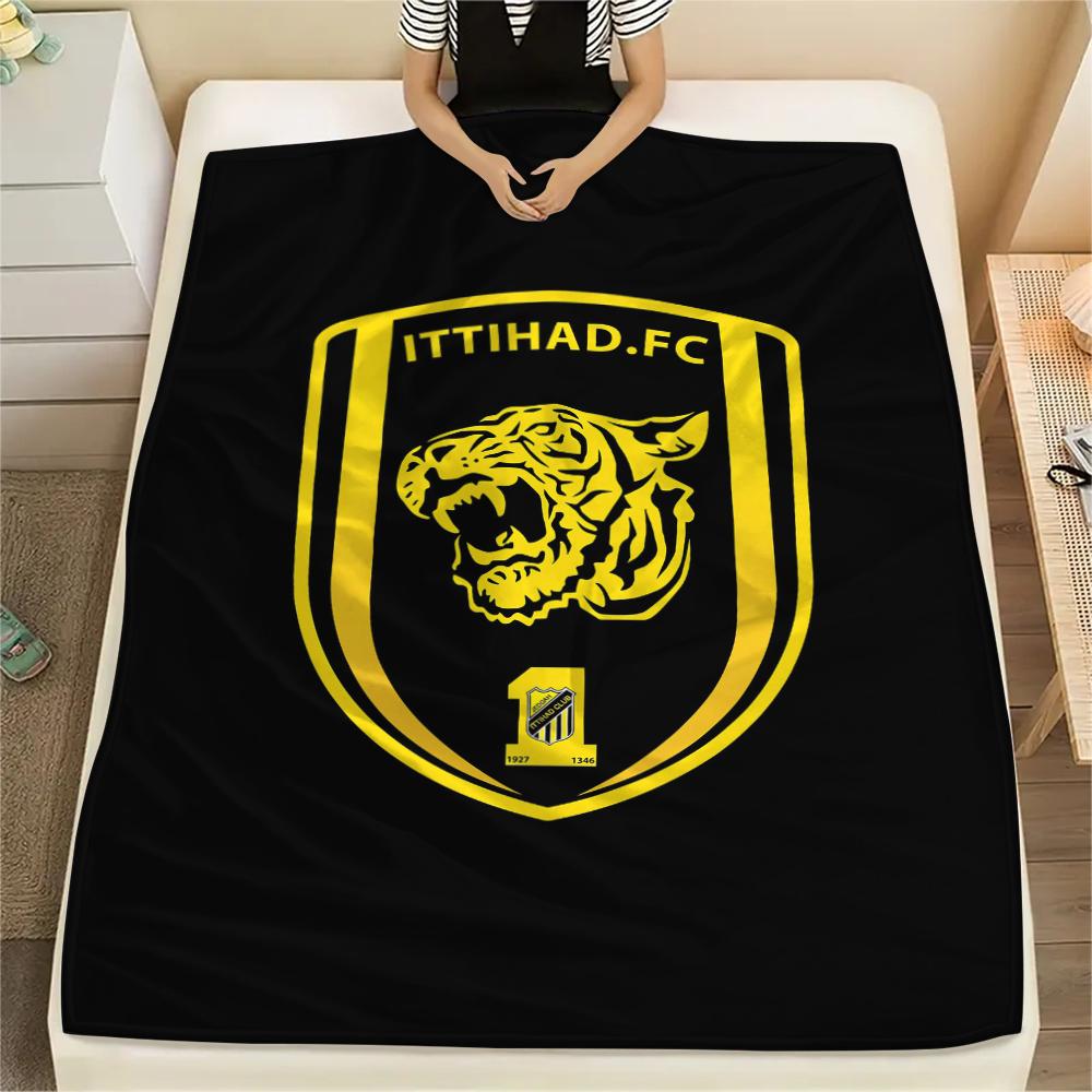 

1PC Al-Ittihad Club Print Flannel Blanket, High quality All Seasons, Home Decor, Warmth and Comfort, Perfect for Christmas Gifts 80cm x 120cm