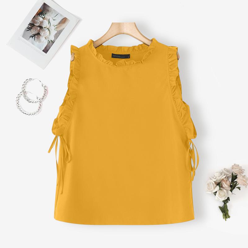 ZANZEA Women Casual Round Neck Solid Color Summer Sleeveless Tank Tops
