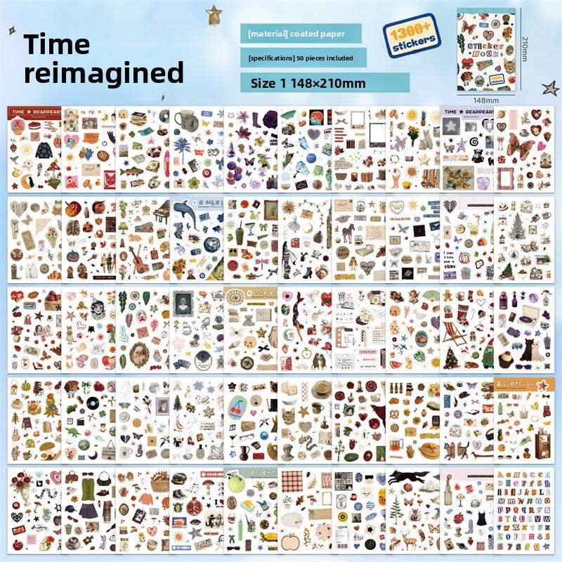 50 Sheets Per Pack Bairi Guiji Series A5 Sticker Book Korean-style Cartoon Cute Planner Decoration Sticker