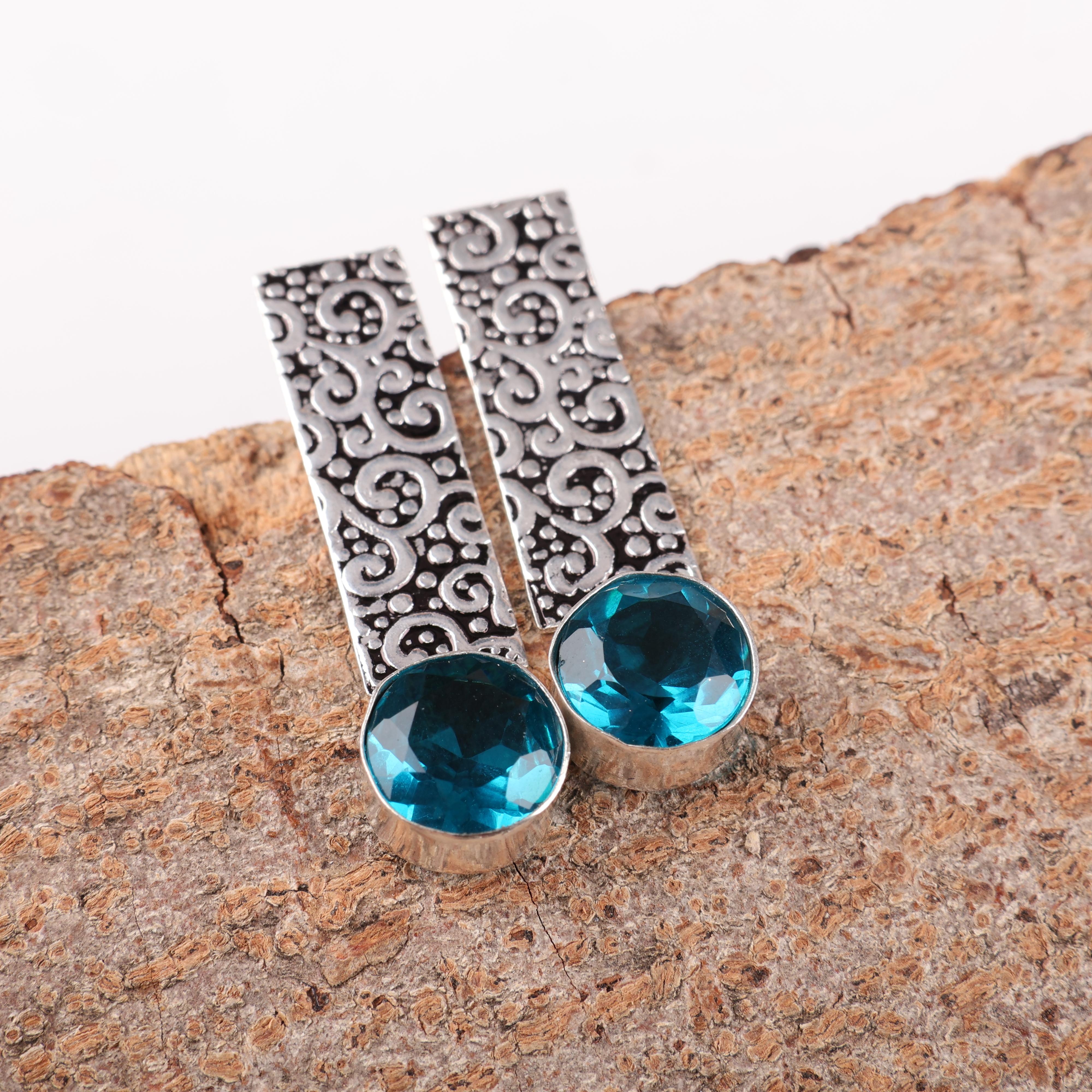 

Апатит Ювелирные изделия из серебра ручной работы, Серьги из стерлингового серебра 925 пробы, Красивые ювелирные изделия с драгоценными камнями ручной работы, Серьги с апатитом для нее 1.23 inches синий