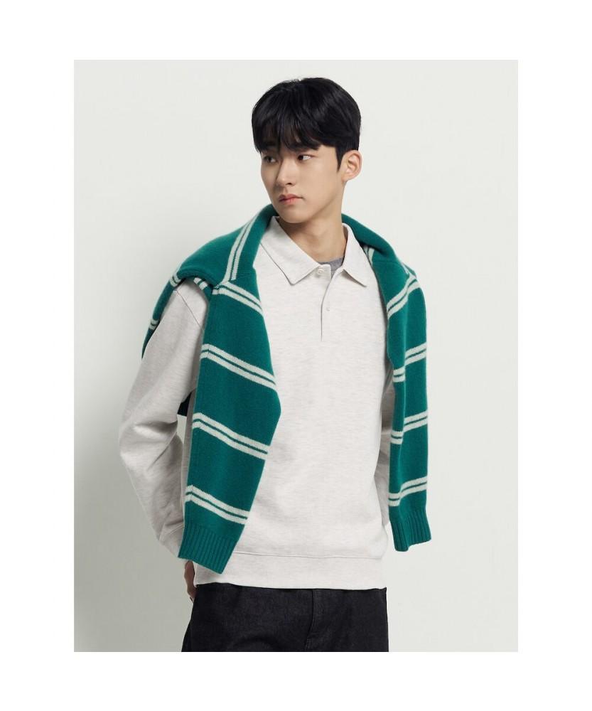 Binpolmen Double Knit Collared Sweatshirt Ivory