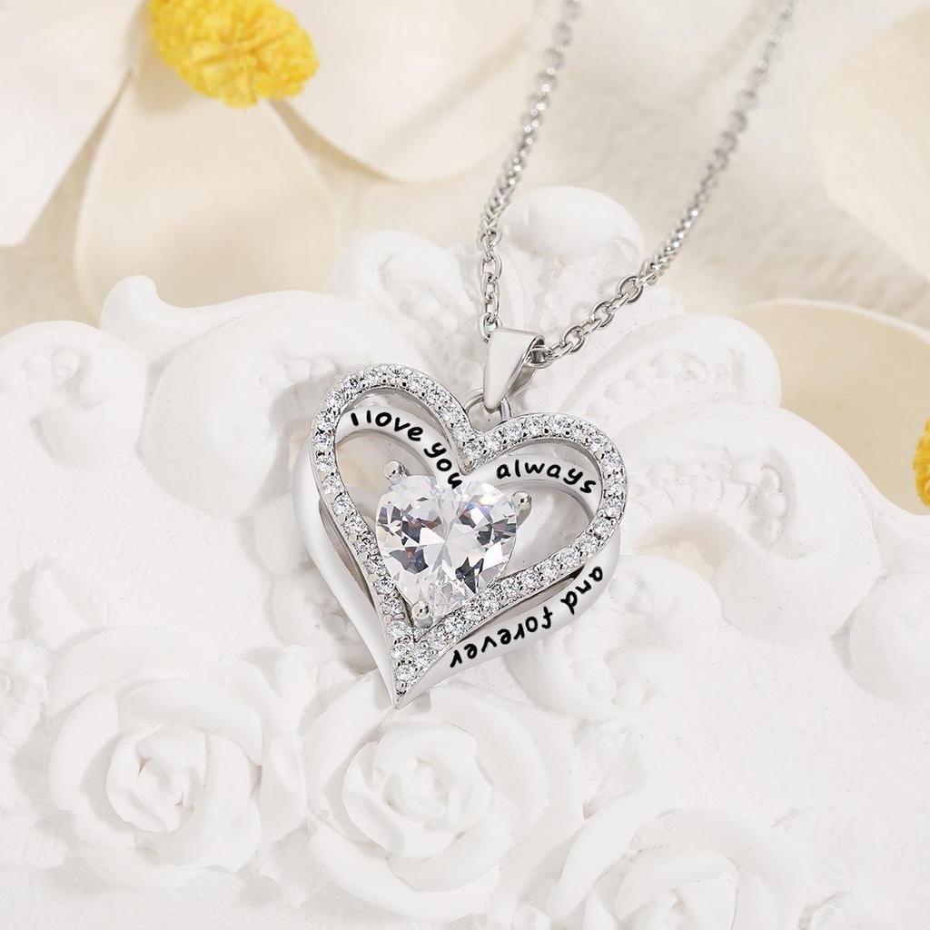 Heart-Shaped Diamond Pendant Necklace with Birth Month Accent