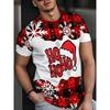 Classic American Cartoon Santa Claus Christmas Tree Short Sleeved Fashionable Holiday Casual T-shirt