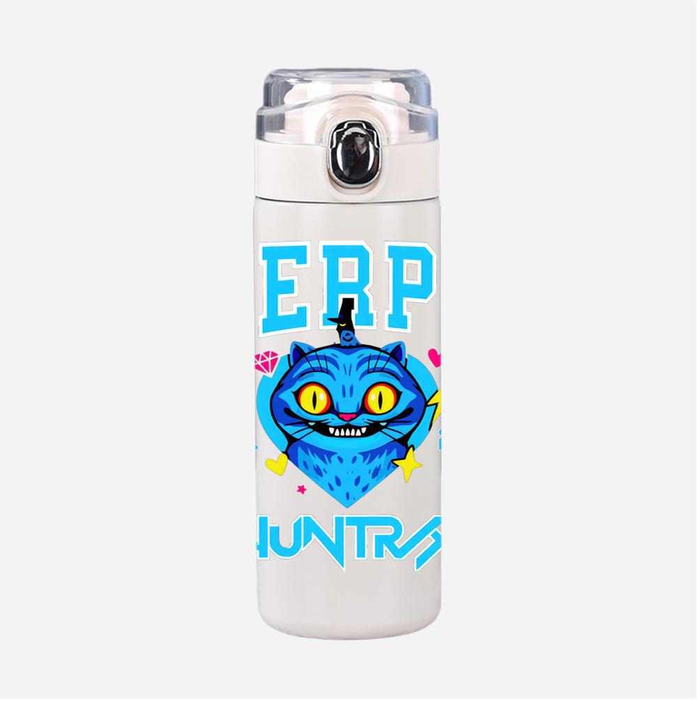 New Anime K-Pop Demon Hunters Printed 400Ml Water Bottle Thermos Cup Portable Stainless Steel Leak Proof Camping Water Cup Kid Gifts