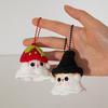 Kawaii Cute Crochet Ghost Keychain Halloween Decoration Desktop Ornaments Knitted Car Keyring Bag Charms Day Of The Dead Party Favors